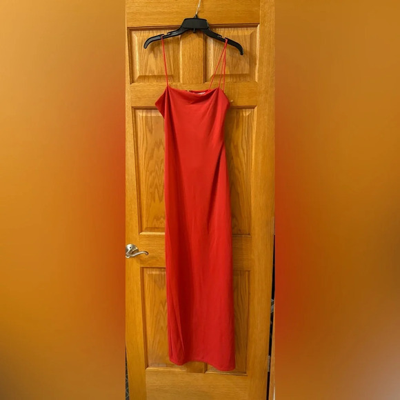 ALICE + OLIVIA Nelle Spaghetti Strap Maxi Dress Bright Poppy Size 6 - Picture 5 of 7